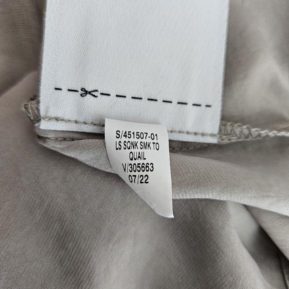 GAP Peplum Top Taupe Long Sleeve Smocked Square Neck Peasant Shirt Small - Picture 7 of 7